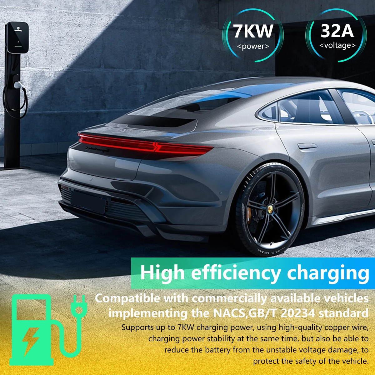 Adaptor EV 32A untuk Tesla ke GBT EVSE, Adaptor Pengisi Daya Kendaraan Listrik 250V, Konektor Pengisian Anti Maling untuk BYD