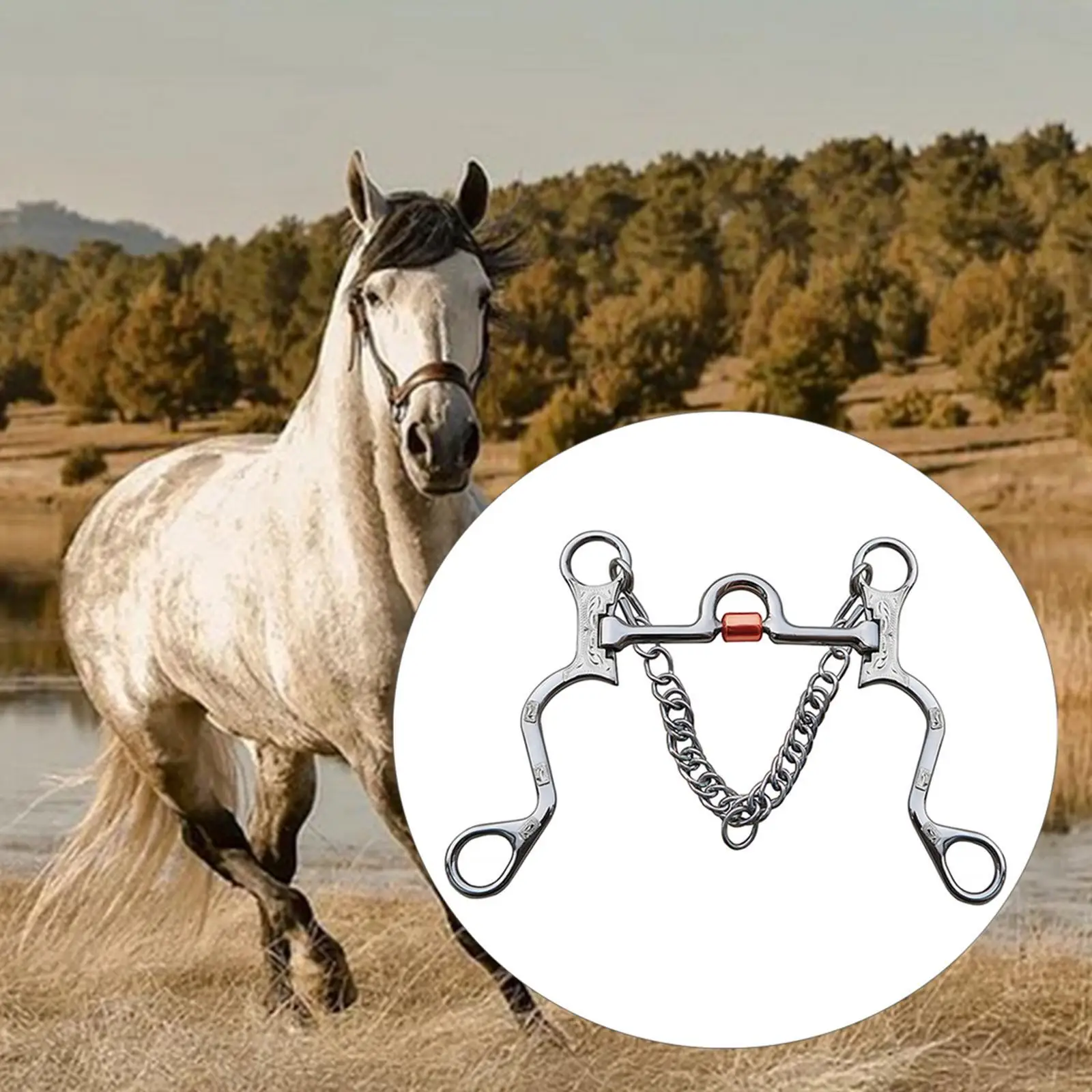 Stainless Steel Horse Bit Copper Mouth for Horse Training Mouth Length Silver Mouth Length 120mm