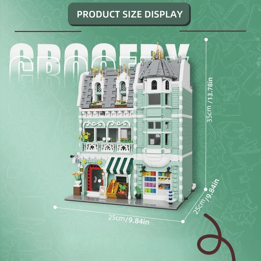 MINI Bricks European Market Street Café Villa Store House Building Blocks City Street View Scene Model Assemble Toy Kid Gifts