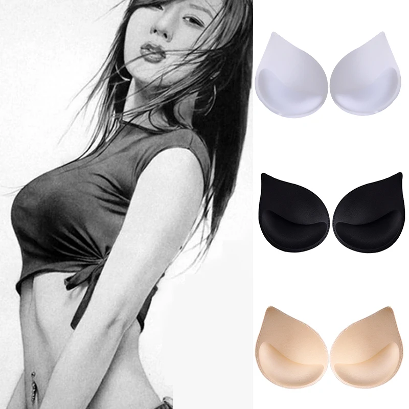 Breathable Women Bra Pads Removeable Bikini Insert Solid Color Bra Enhancer Soft Swimsuit Padding Push Up Sponge Pads 2023 New