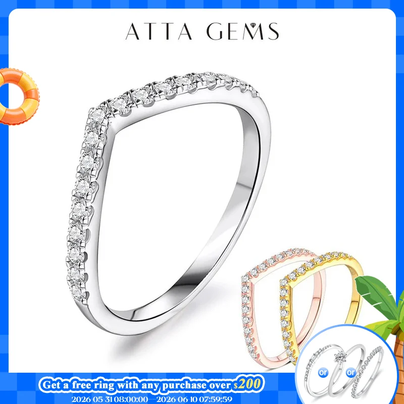 

ATTAGEMS Moissanite Diamond Rings Jewelry Women Engagement Ring 925 Sterling Silver Jewelry Wedding Moissanite Band Ring