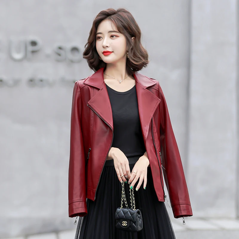 2025年春秋新作 Sle Haifeng 本革ジャケット レディース ショート丈 バイクジャケット スリムフィット スーツカラー スモールコート