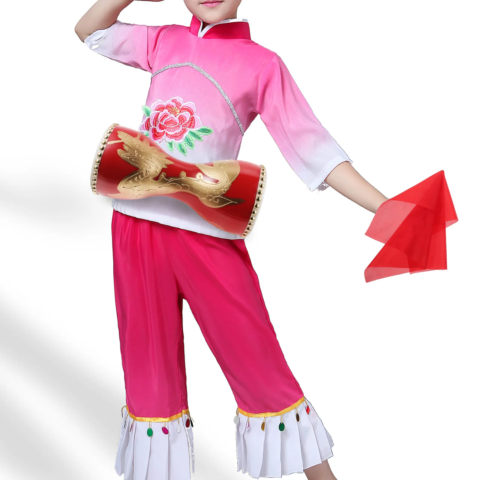 

1 Set Of Cowhide Waist Drum Portable Hand Percussion Instrument For Performance Durable Traditional Chinese Musical Instrument