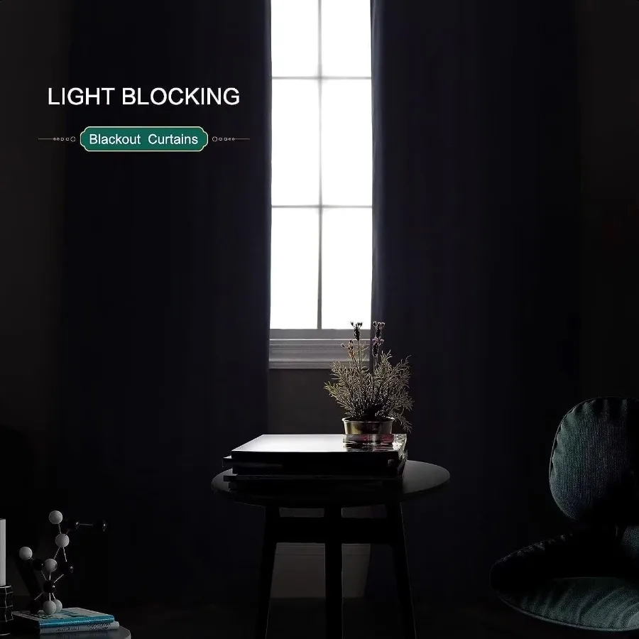 Rideaux occultants pour chambre à coucher, 84 pouces de Long, 2 panneaux, isolation thermique, assombrissant, avec œillets, pour fenêtre douce