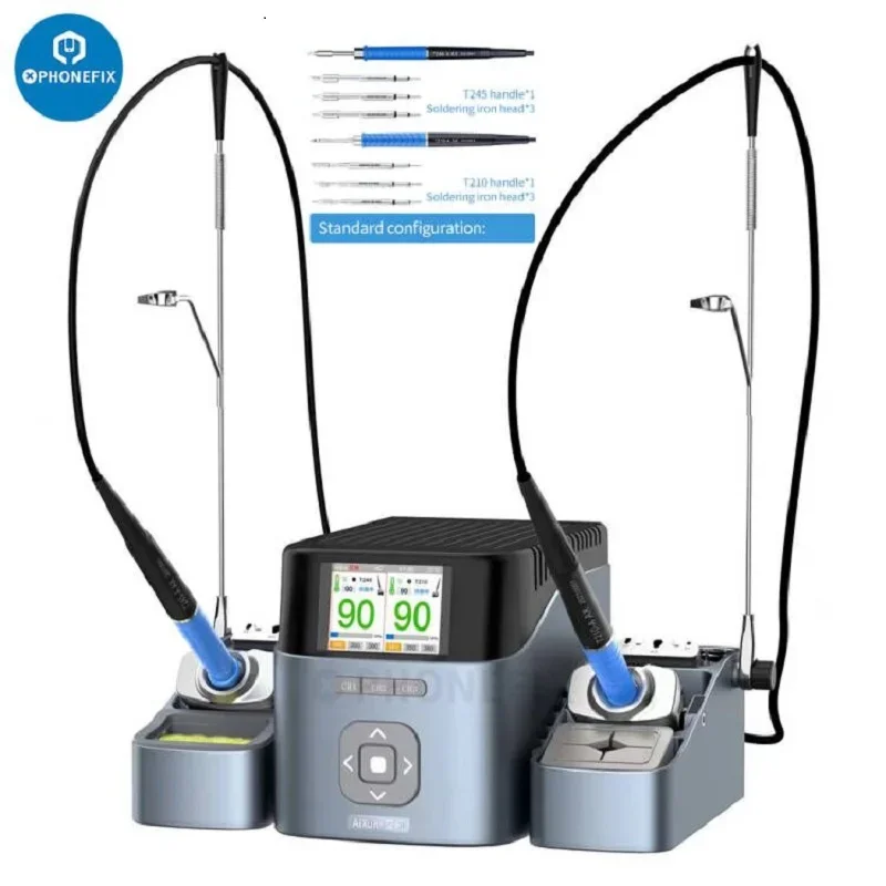 

AIXUN T420D Intelligent Soldering Station Dual Channel Welding Station with T245 T210 T115 Handle Tips PCB IC Repair Solder Tool