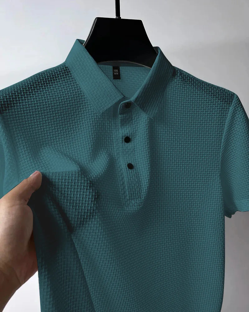 New fashionable men's clothing in 2025. Breathable ice silk jacquard short-sleeved  men's POLO shirt mens designer t shirt