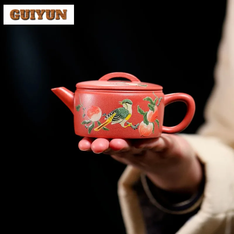 

Чайники из фиолетовой глины Исин, 130 мл, художницы, цветы и птицы ручной работы, горшок большого калибра, чайник из необработанной руды, грязевой чайник для скоростного спуска, чайный сервиз Zisha