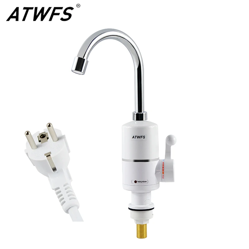 ATWFS Tankless Electric Newest Water Heater Kitchen Instant Hot Water Tap Heater Water Faucet Instantaneous Heater 3000w