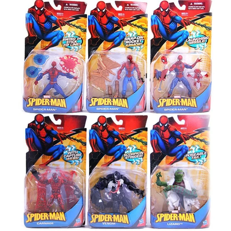 

Marvel Legends Avengers 6pcs Anime Figures Spider-Man venom Lizard Movable Action Figure Hobby Collectible Model Toy gifts