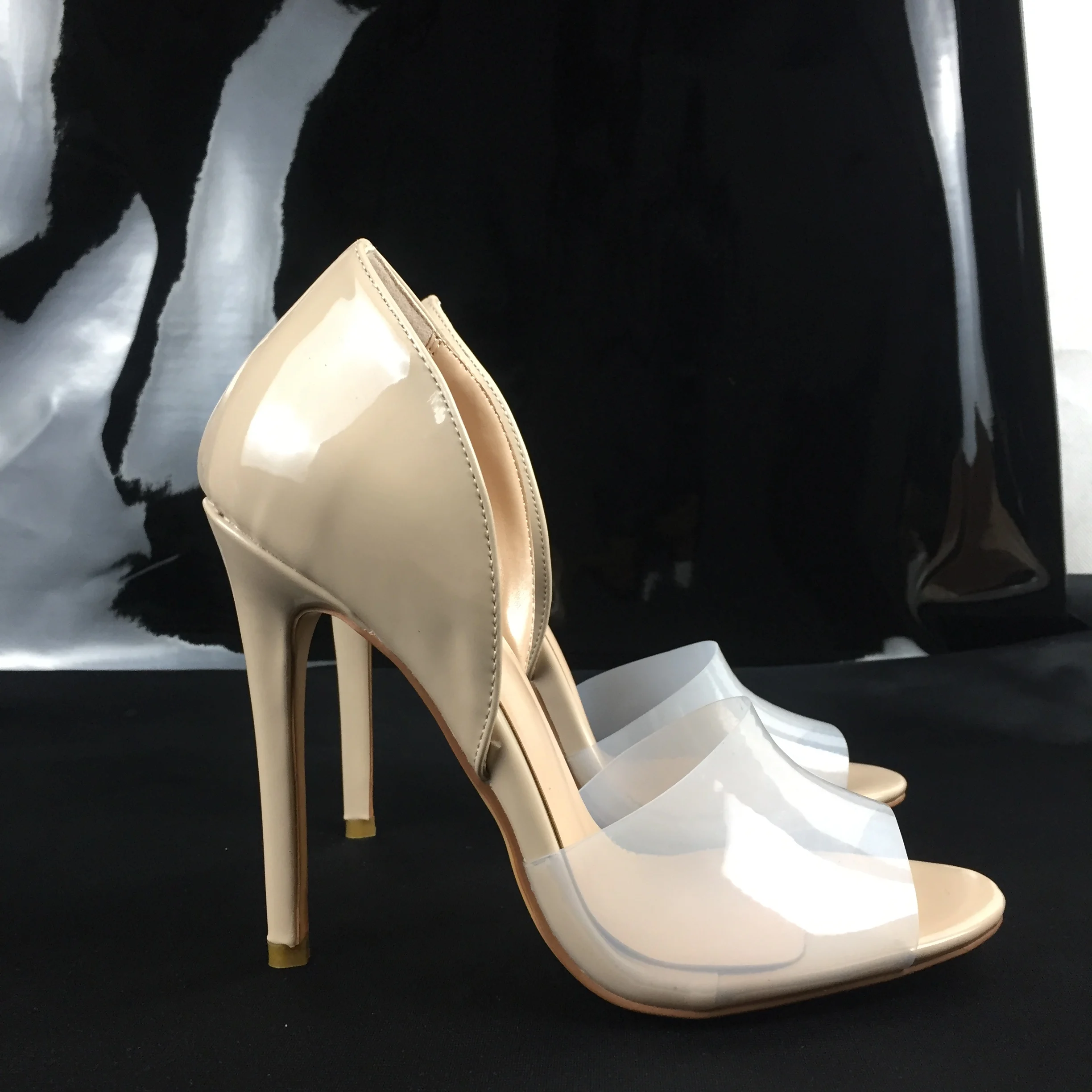 

Fashion Women‘s pvc Sandals Open Toe High Heels Shoes Stilettos Cover Heel Slip On Style Ladies Party Casual Footwear Customized