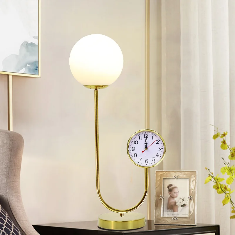 

Creative Clock Nordic Table Lamp Study Desk Lamp Living Room Bedroom Minimalist Hotel Learning Glass Bedside Reading Lamps