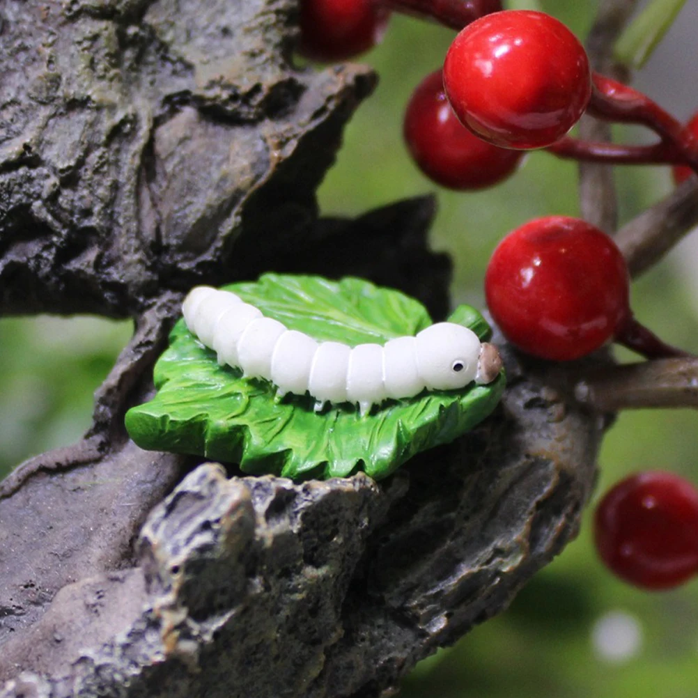 

4 pcs Micro Landscape Resin Caterpillar Statues Fairy Insect Decor For Potted Plants Garden Ornaments Miniature
