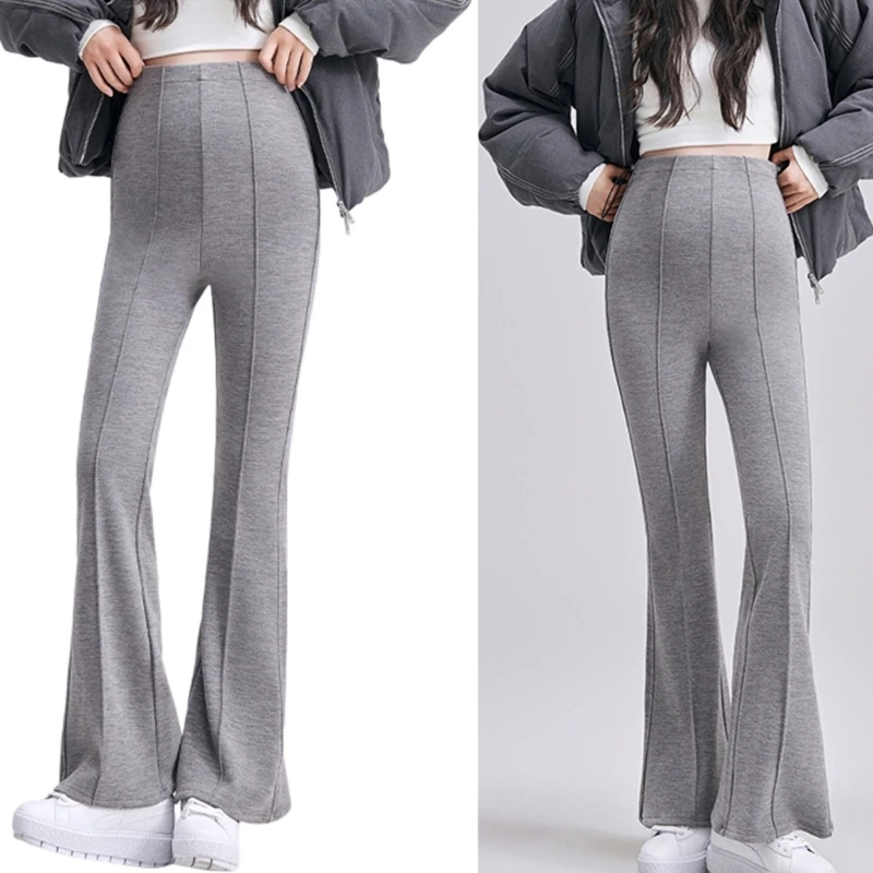 

Зимние брюки для беременных с эластичной резинкой на талии, удобные брюки из полиэстера с флисовой подкладкой для офиса и улицы