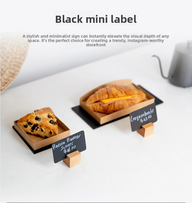 Solid Wood Bake Cake Bread Price Label Vertical Standing Price Card Supermarket Desktop Price Tag With Sticky Note Clip