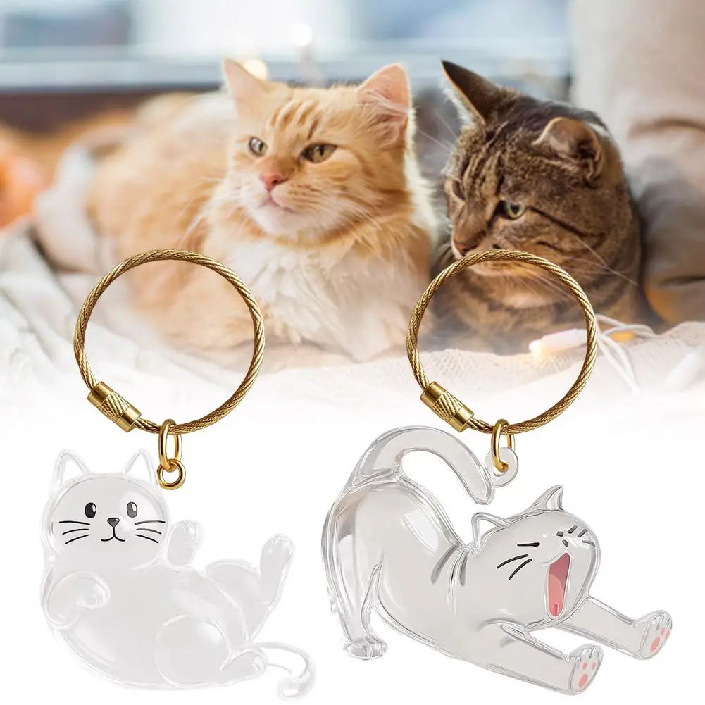 Pet Souvenirs Cartoon Cat Hair Storage Charm for DIY Gift Keychain with Hair Storage Feature in Cat Design Pet Accessories