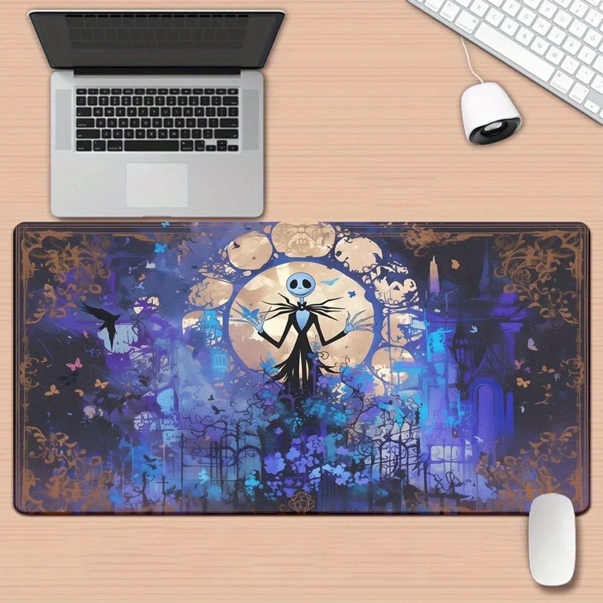 1 قطعة Nightmare Before Christmas Jack Skellington HD Printed Desk Mat - لوحة ماوس ألعاب XXL، لوحة مفاتيح، مكتب وديكور منزلي، Du