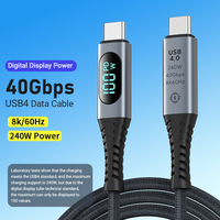 USB4 USB C to USB C Cable Support 8K 60Hz HD PD240W Fast Charging 40Gbps Data Transfer 3.3ft Nylon Braided Cord with LED Display
