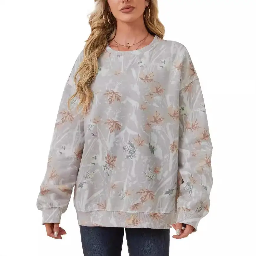 Oversized feminino maple le impressão esportes irt longo sve hoodie poliéster 00% outono faion senhoras moletom