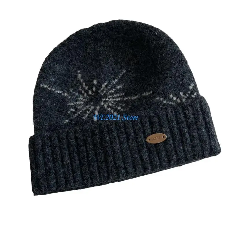 G5GC تصميم ندفة الثلج الشتاء غطاء دافئ الألياف الاكريليك يليبون جاكار جاكارد قبعة للنساء الرجال في الهواء الطلق في الهواء الطلق #5