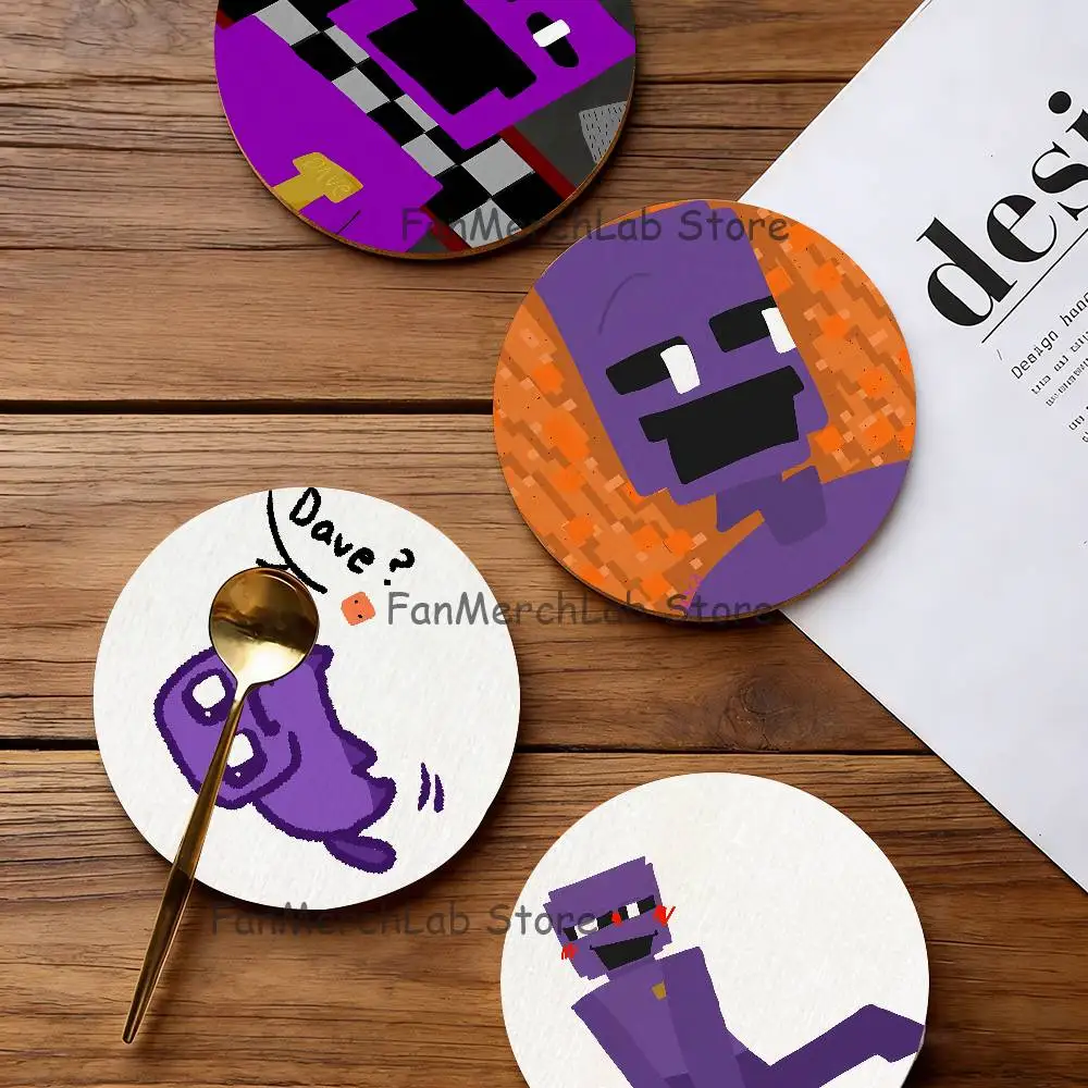 

Funny D-Dsaf 3 Purple Guy 2D Pattern round Wooden Coaster Decorative Coffee Cup for Use in Coffee Shops Bars Wine Beer