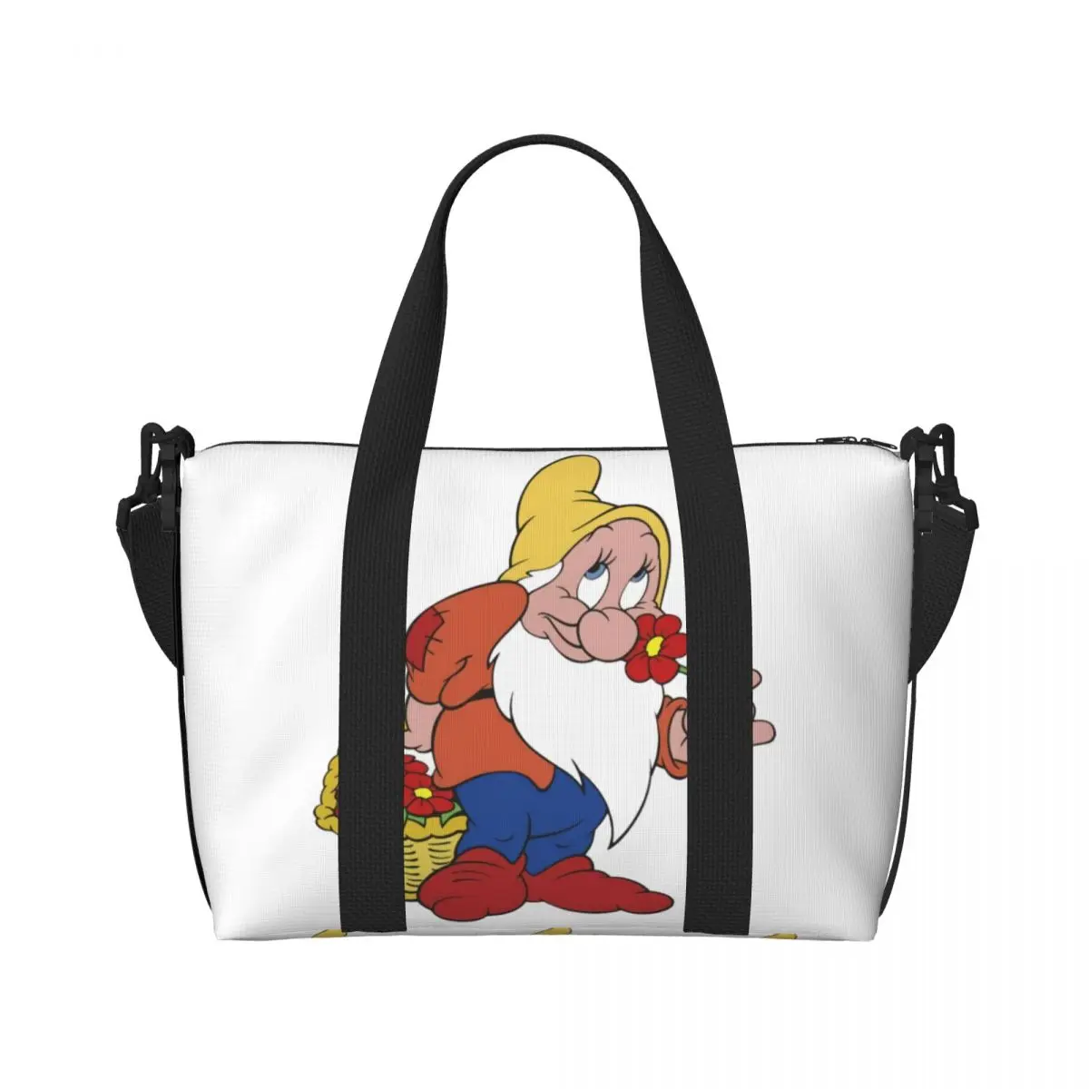 Custom Large Snow White And The Seven Dwarfs Tote Bag for Women Cartoon Shopping Shoulder Gym Beach Travel Bag