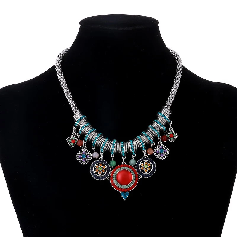 Fashion Ethnic Gypsy Bohemian Choker Necklace For Women Beads Drop Tassel Vintage Big Statement Collier Femme Party Jewelry