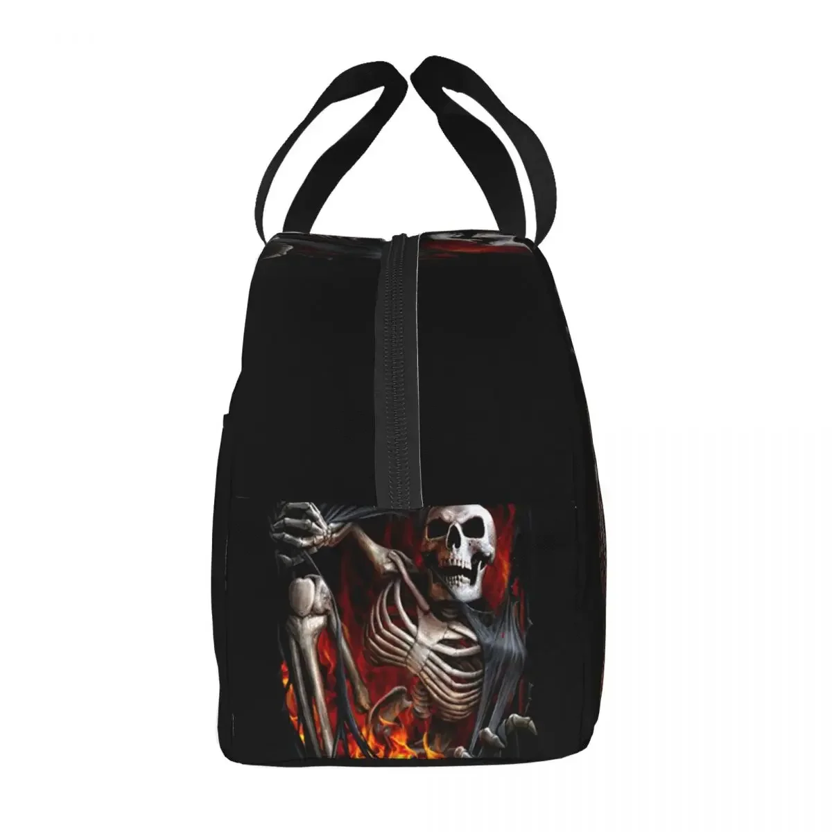 Horror Gothic Death Skull Insulated Lunch Bag Waterproof Thermal Cooler Lunch Box For Women Children Food Container Tote Bags