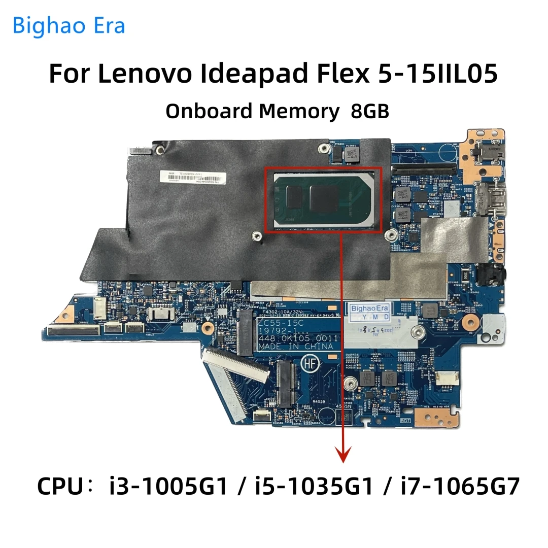 

LC55-15C 19792-1 For Lenovo Ideapad Flex 5-15IIL05 Laptop Motherboard With i3-1005G1 i5-1035G1 i7-1065G7 CPU 8GB-RAM 5B20S44394