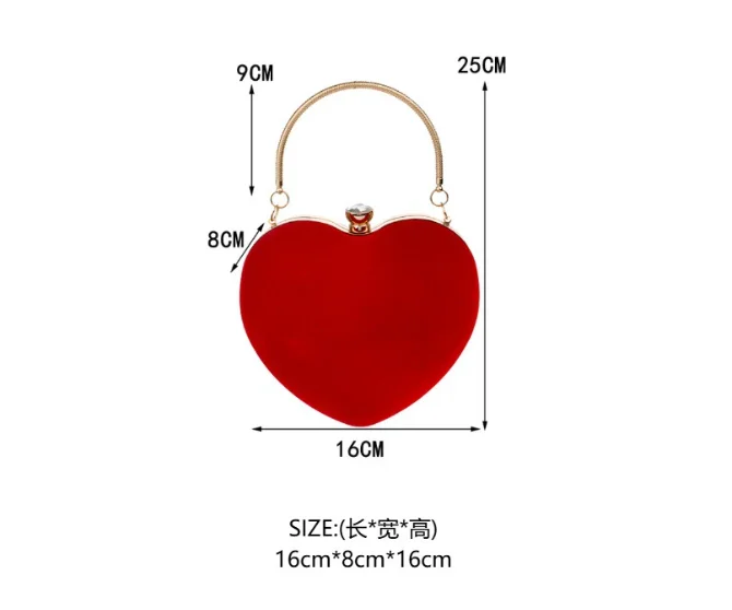 Exquisite herzförmige Abendtasche, modisches, vielseitiges Accessoire für Hochzeitskleider, elegante Handtasche für Tanzpartys, grenzübergreifend. – Detail 9