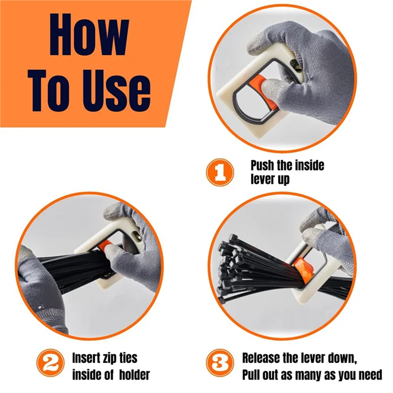 ABUL-3X Zip Tie Holder For Cable Ties Arrangement, Organizer To Improve Work Efficiency, Wire Reduce Waste, Heavy Duty Indoor