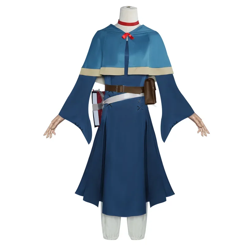 Anime Delicious in Dungeon Marcille Donato Cosplay Costume Wig Dress Cloak Ears Hairpins Bag Belt Spirit Uniform Halloween G^0^.