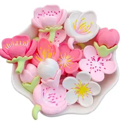 10 Pcs New Cute Cherry Blossom and Peach Blossom Flat Back Resin Scrapbooking DIY Jewelry Hairpin Craft Decoration Accessorie