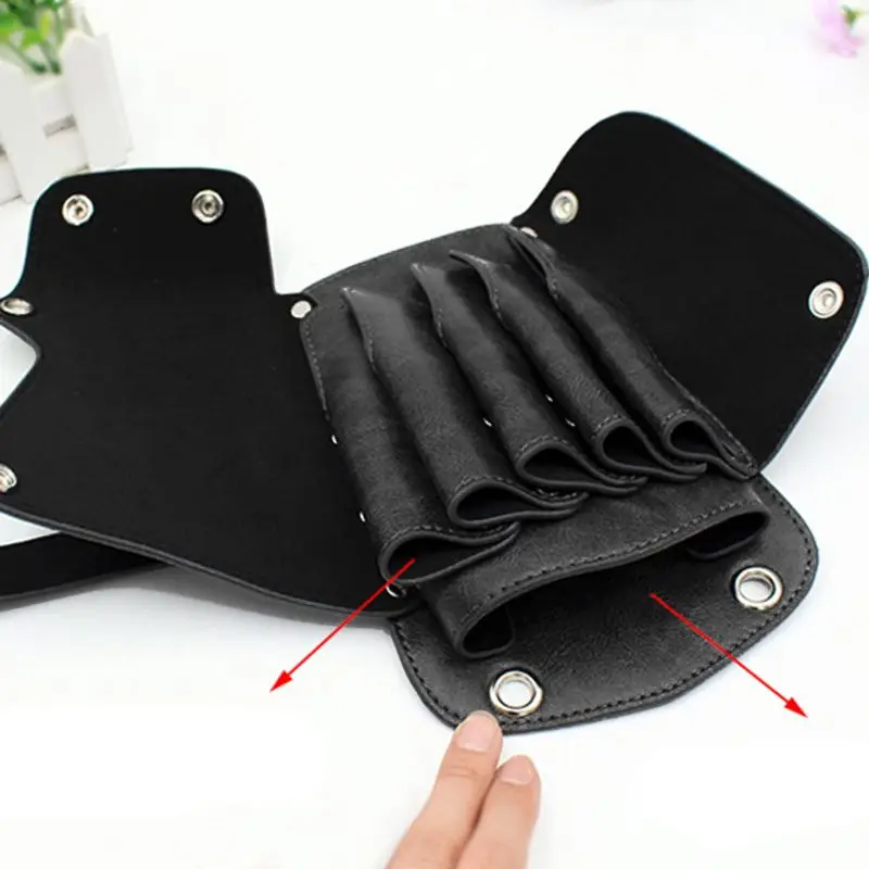 Professional Barber Leather Salon Scissors Bag Waist Pack Hairdressing Too E74B