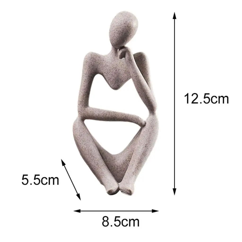 Resin Abstract Thinker Figurine Statue Unique Sculptures and Figurines Collectible Art Desk Statuette for Home Decor