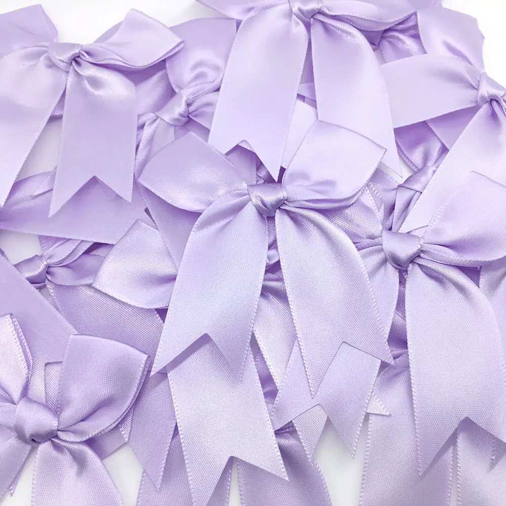 50PCS 85*85mm Satin Ribbon Bows Decoration For Craft Gift Flower Headwear Clothing DIY Wedding Invication Card Bags Party Decor