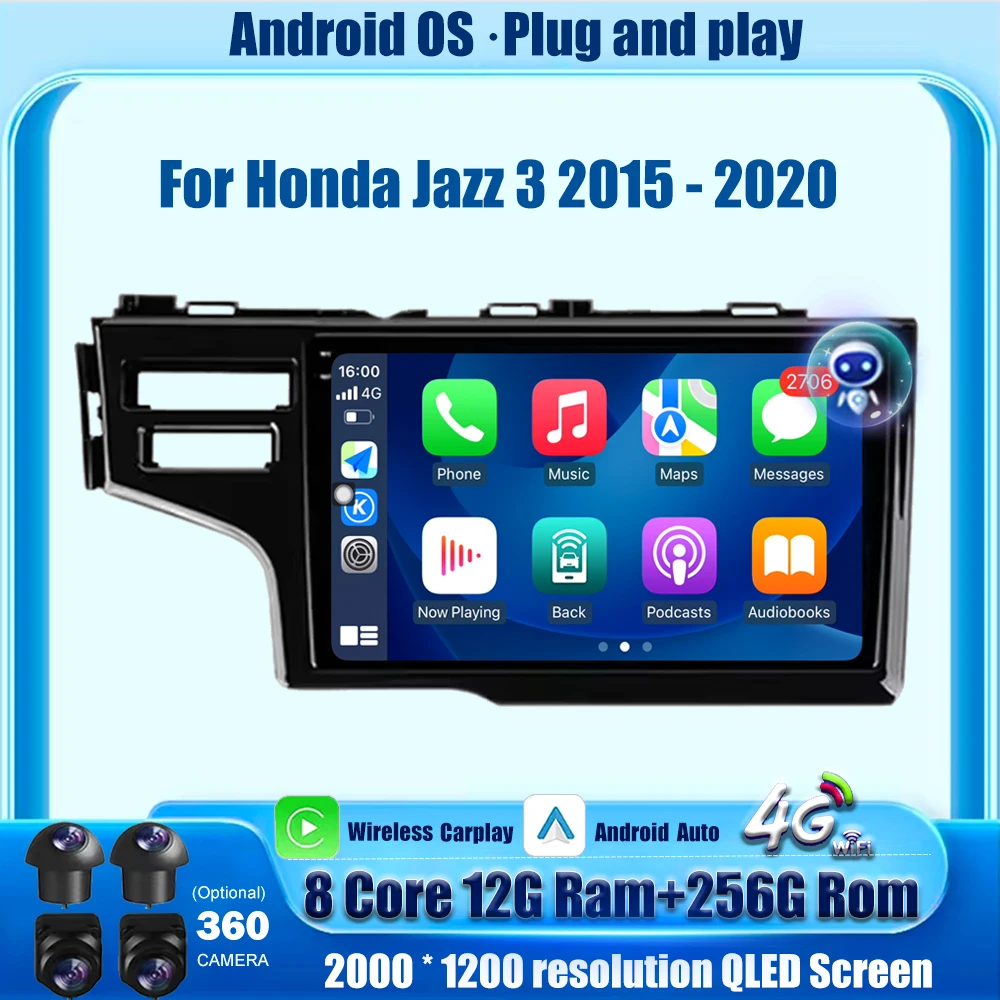 

9'' Android Auto For Honda Jazz 3 2015 - 2020 Fit 3 GP GK 2013-2020 LHD Car Radio Multimedia Player GPS Navigation Carplay WIFI