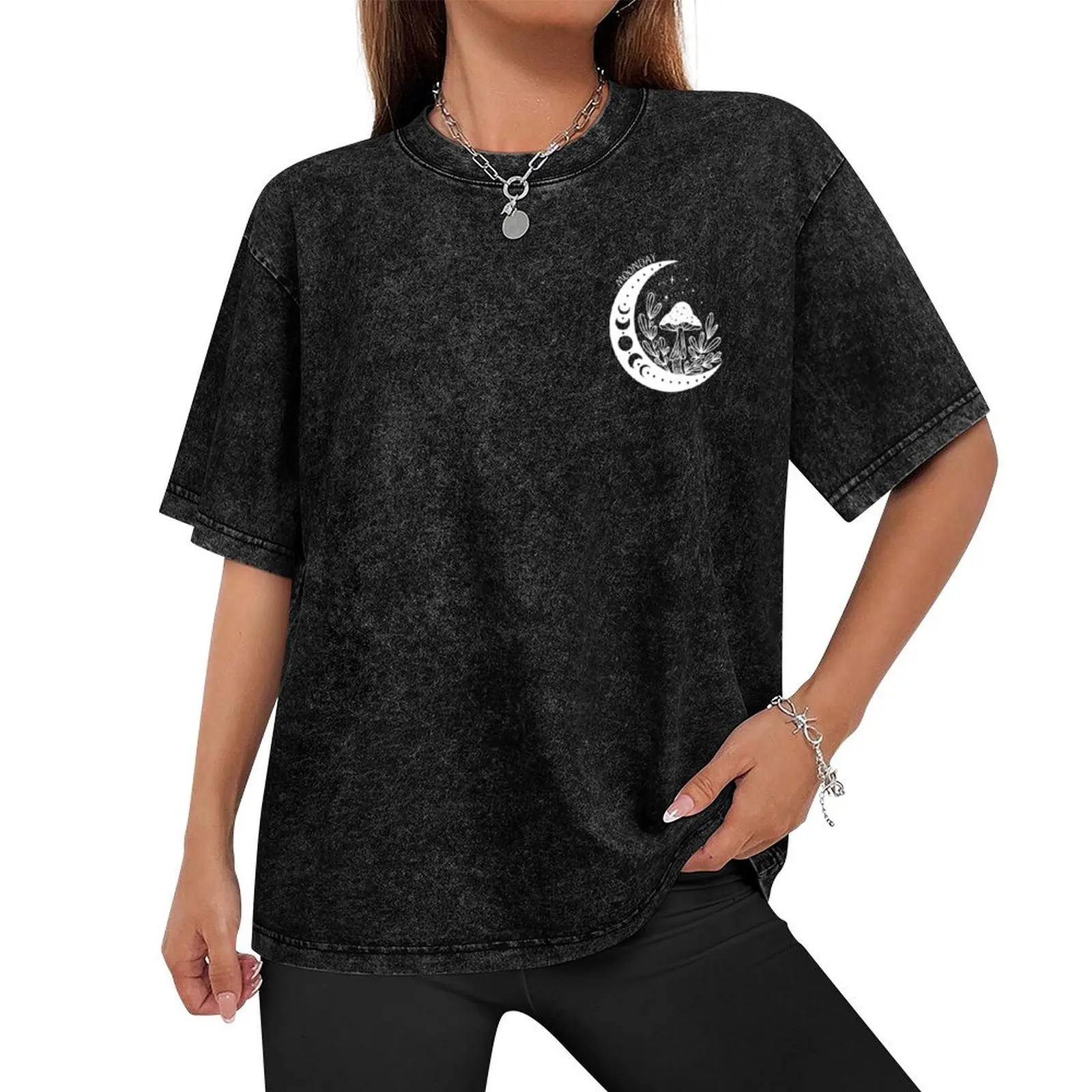 Moonday and mushrooms, Monday, moon days and mushrooms T-Shirt anime korean fashion for a boy blanks black t shirts for men