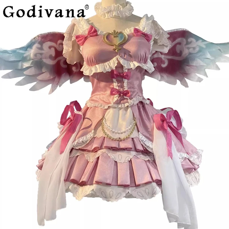 Hoshimiya تأثيري أنيمي تنورة مجموعة المرأة الحلو لوليتا زي تنورة مع أجنحة ل Hallowmeens الإناث عيد الميلاد لعب الأدوار الدعاوى