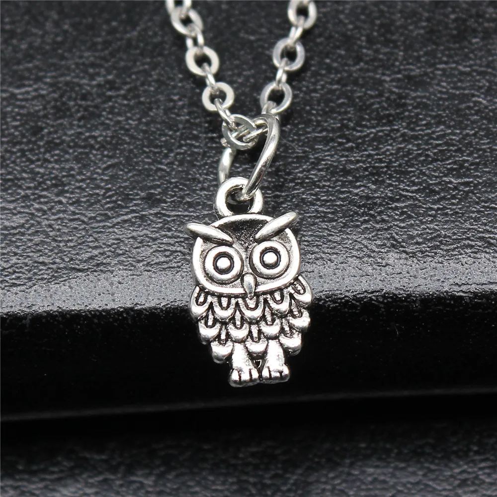 Simple Classic Fashion 13x8mm Antique Silver Color Owl Pendant Girl Women Short Chain Necklaces Choker Necklace