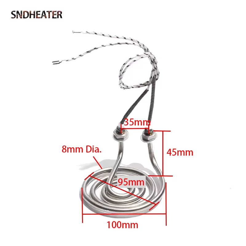 SNDHEATER M10 резьба спиральный круг форма погружной нагреватель 230 В 1 кВт электрическая круглая нагревательная катушка 100 мм для ведра