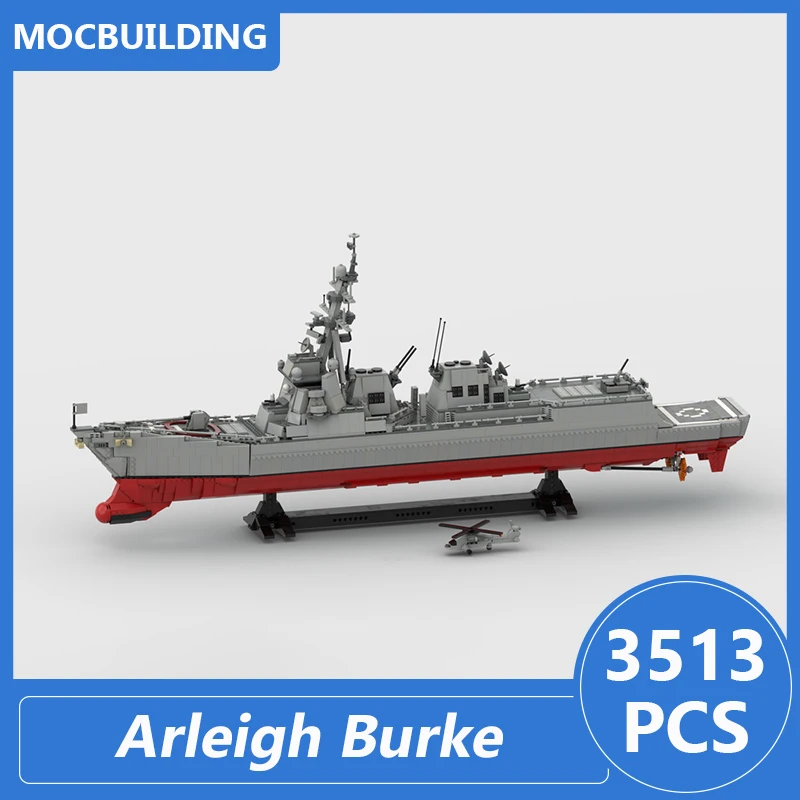 Arleigh Burke Class Destroyer 1:300 / 1:150 Scale Model Moc Building Blocks Creative Educational Display Toys Collection Gifts