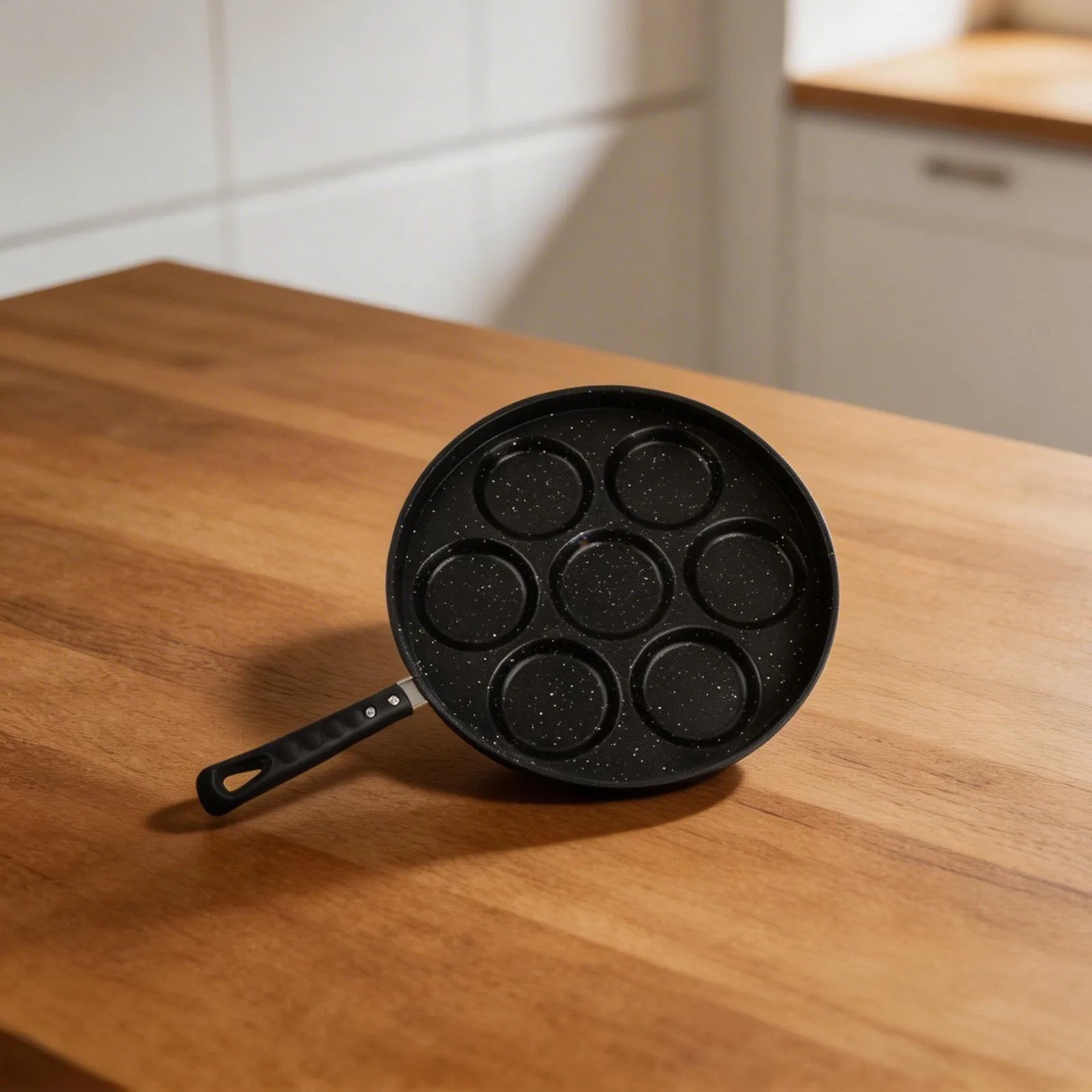 1 Piece Cast Iron Poffertjes Pan 7 Wells Black Nonstick Pancake Maker For Gas Induction Stove Grill Kitchen Cooking Tool