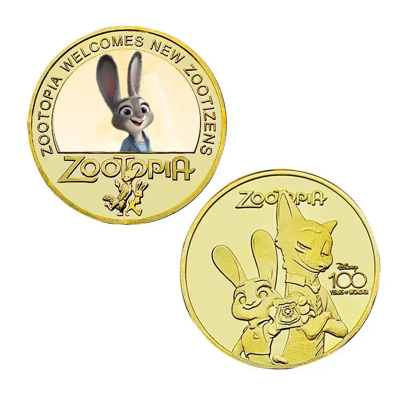Zootopia 2 Nick Wilde Judy Hopps Weihnachts-Gedenkmünzen, Anime-Actionfiguren, Souvenir, Geschenk für süße Mädchen zum Geburtstag