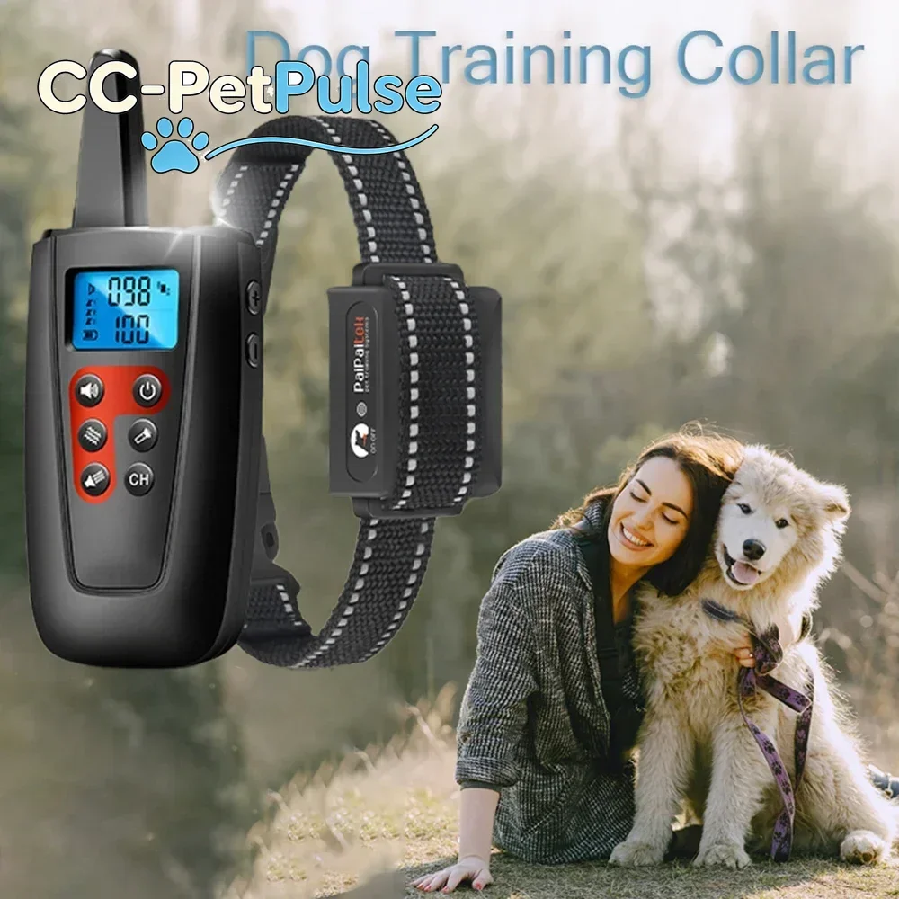 

CC-PetPulse 3300ft Range Vibrating Dog Collar With Remote Transmitter Dog Electric Shock Collar Anti Bark Device Training Collar