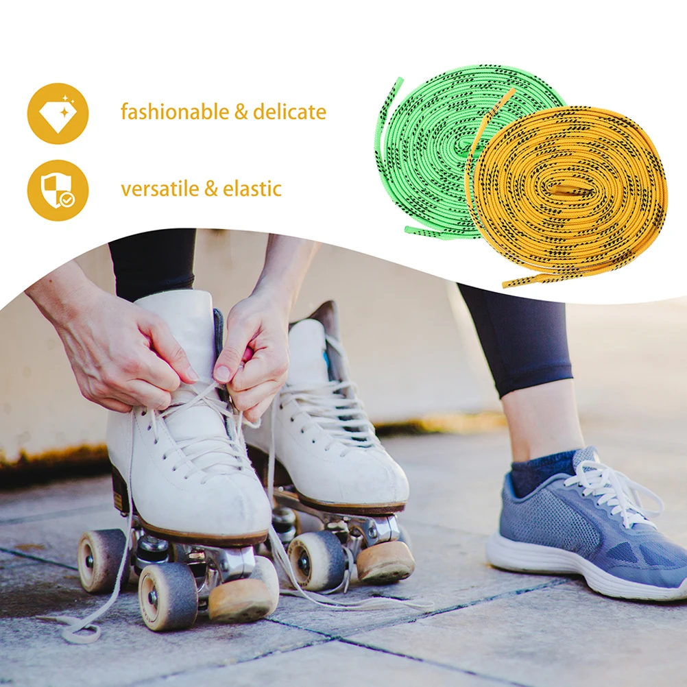

2 Pairs Shoelaces Shoe Accessories for Roller Skates Hockey Sneakers Yellow Green 96 Inches Replacement Accessories