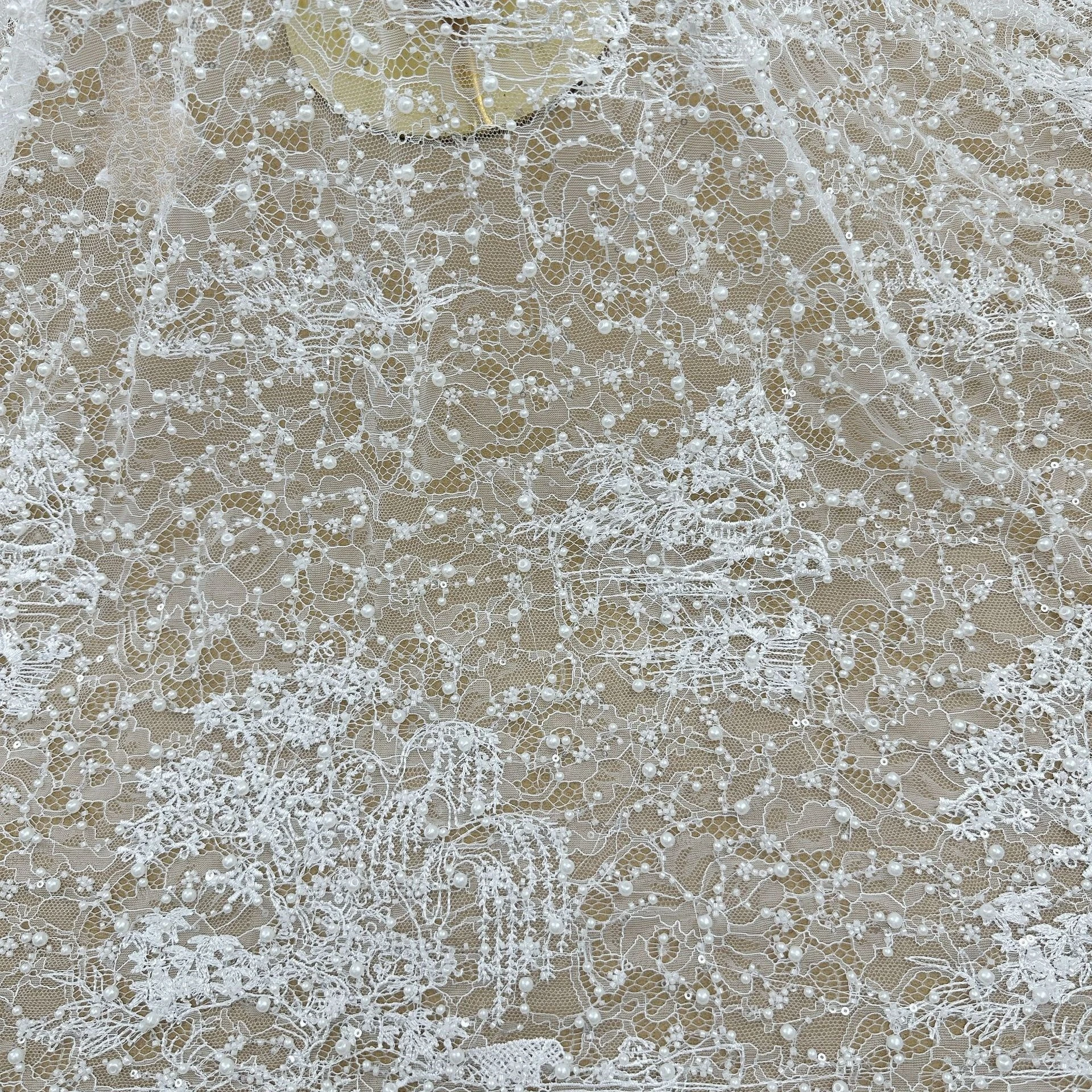 New Stage Clothes DIY Bead Sequin Embroidery Mesh Wedding Bridal Lace Fabric