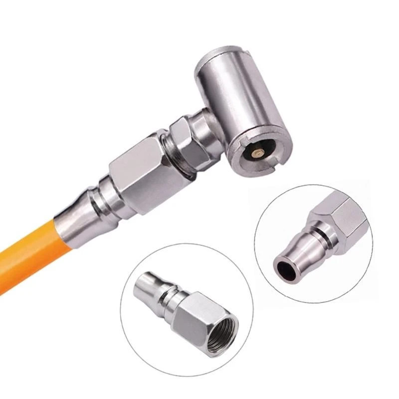 

Heavy Duty Iron Air Nozzle Double End Connector,Screw On Tire Inflator Chuck For Tire Inflator Gauge Compressor
