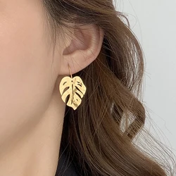 Bohemian Metal Monstera Palm Tree Earrings for Women Gold Color Leaf Dangle Earings Fashion Jewelry Summer Beach Accessories