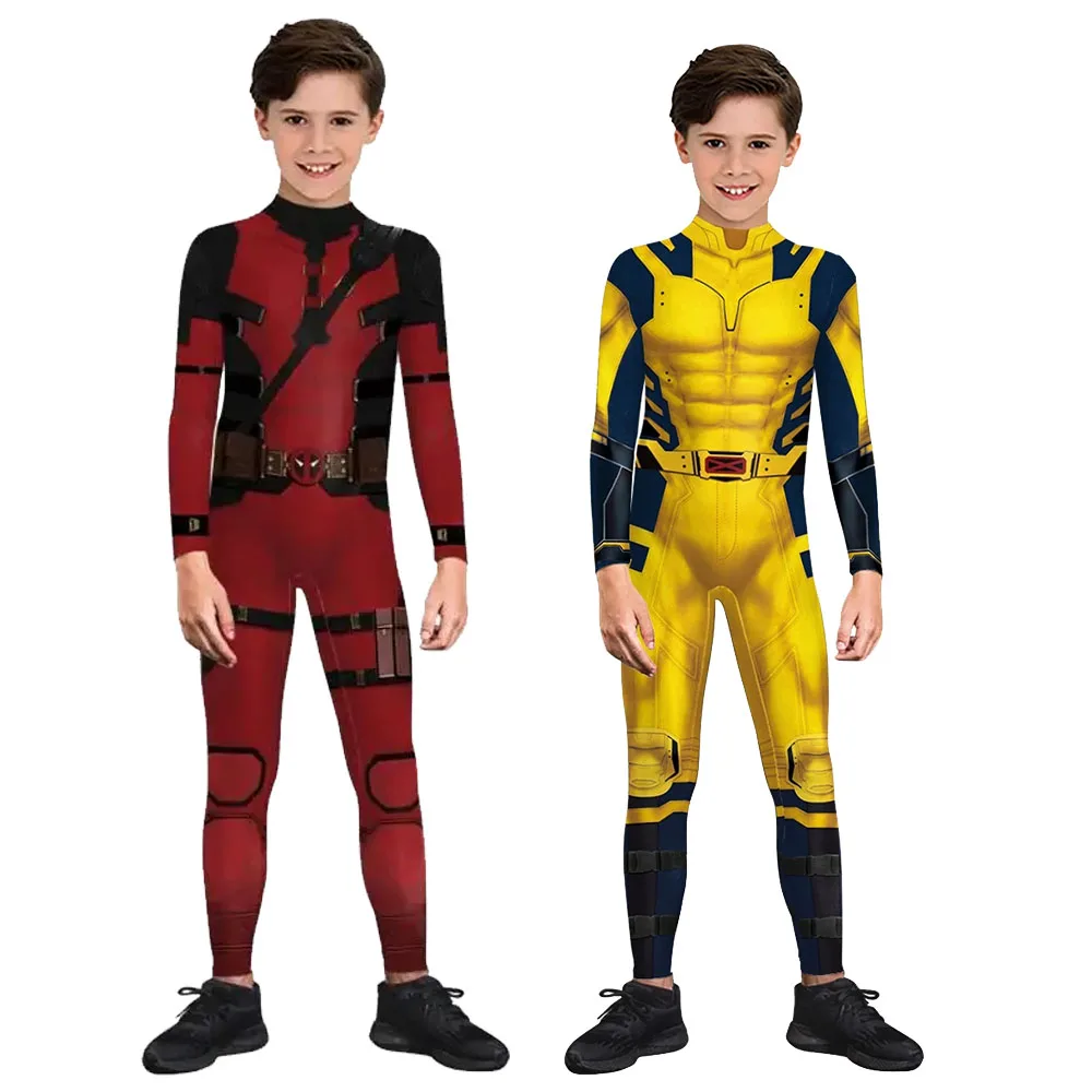 Halloween Kids Movie Cosplay Costume Superhero 3D Printing Funny Jumpsuit for Boys Girls Party Children Long Sleeve Catsuit