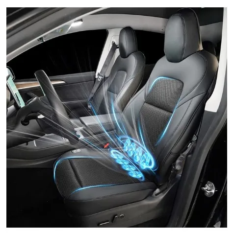 Breathable Ventilation Car Seat Cover Summer Cool Protector Sheet Seat Cushion for Tesla Model 3/Y with Fan Charging Charger